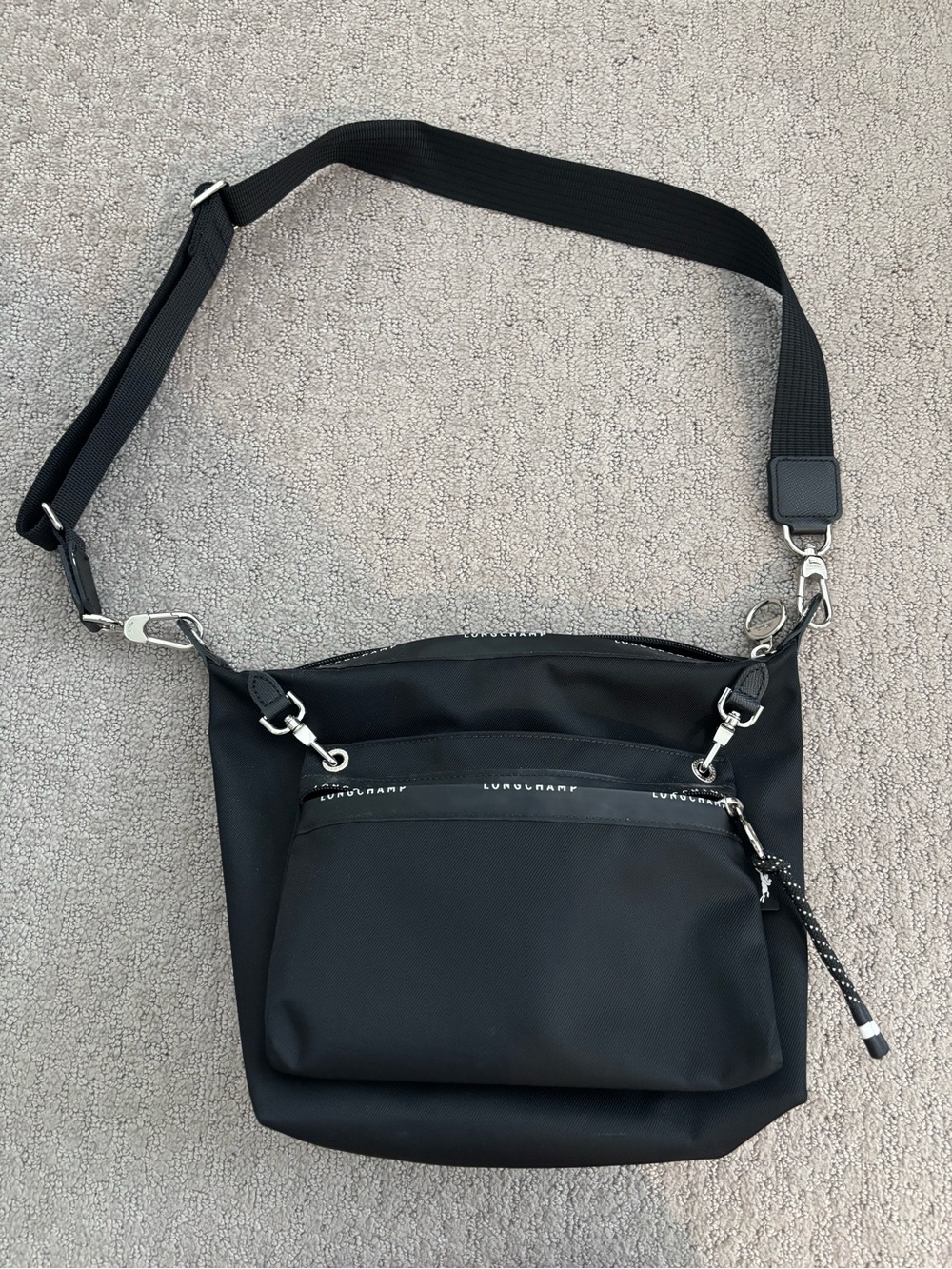 Longchamp Le Pliage Energy Recycled Canvas Crossbody Bag in Black
